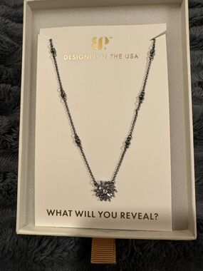 Lumina Floral Crystal Pendant Necklace - Hematite